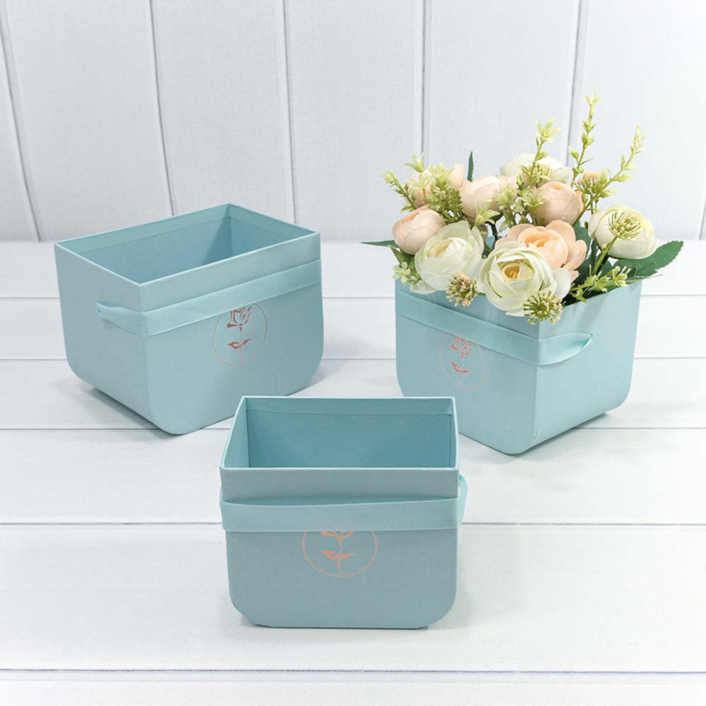 Коробка 16.5х12х12.5 см Набор 3 шт с закругленным дном (Голубой)