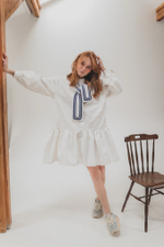 Платье с баской из джинсы Айвори