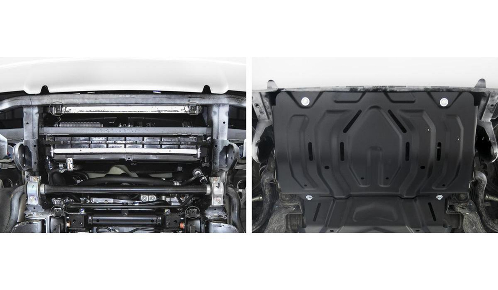 Защита радиатора Rival для Mitsubishi L200 V (V - 2.4D) 2015-2019 2018-н.в./Mitsubishi Pajero Sport III (V - 2.4D; 3.0) 2016-2021 2021-н.в., сталь 1.8 мм, с крепежом, штампованная, 111.4046.2