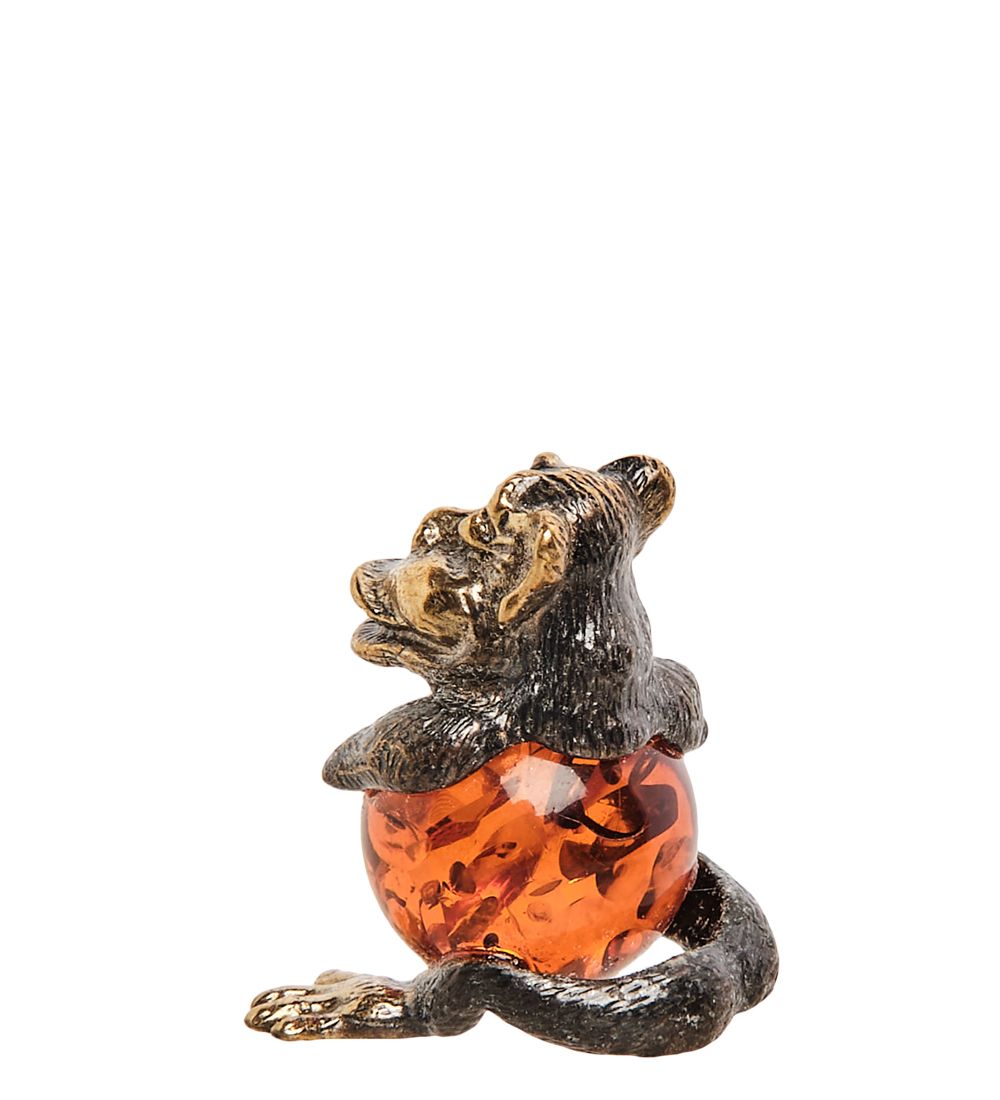 Народные промыслы AM- 483 Фигурка «Обезьяна» (латунь, янтарь)
