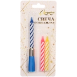 Свечи для торта «Мелодия» (набор 3 шт) 7 см (музыкальная)