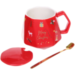 Кружка керамическая 350мл «С рождеством» с крышкой и ложкой