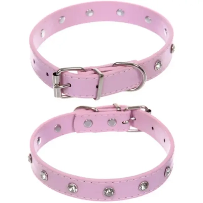 Ошейник для собак и кошек со стразами «На стиле», цвет пудровый, 2см, размер M, 30*35см (лейбл)