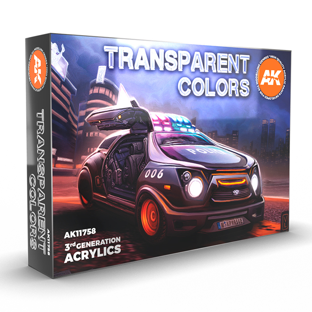 Набор акриловых красок AK Interactive Transparent Colors 3G Set