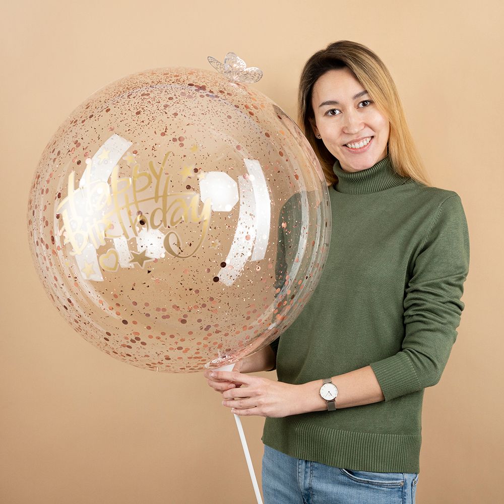 Шар (36''/91 см) Deco Bubble (синяя упаковка), Прозрачный, Кристалл, 1 шт.