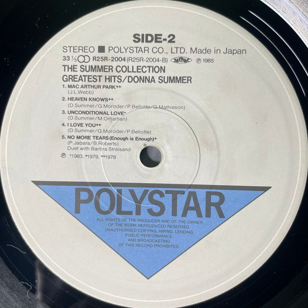 Donna Summer ‎– The Summer Collection (Greatest Hits) Япония 1985г.