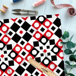 Ткань интерлок пёстрые цветные фигуры