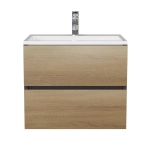Тумба с раковиной Uperwood Barsa 70 см, раковина белая, подвесная тумба черная/дуб сонома