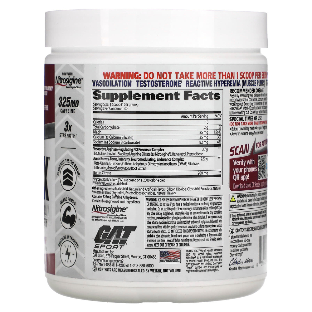 GAT, Sport, NITRAFLEX, со вкусом фруктового пунша, 312 г (11 унций)