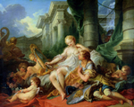 Франсуа Буше. 1734. Ринальдо и Армида (Renaud et Armide). 135.5 х 170.5. Холст, масло. Париж, Лувр.