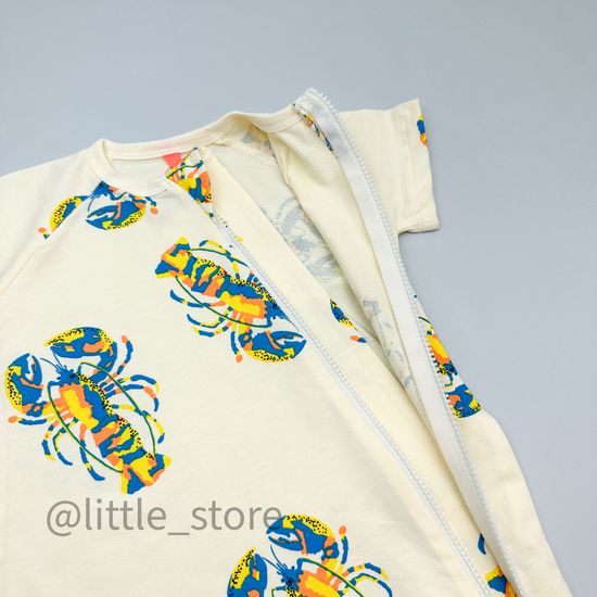 Комбинезон из футера(тонкого) Moi Noi, Лобстеры на бежевом