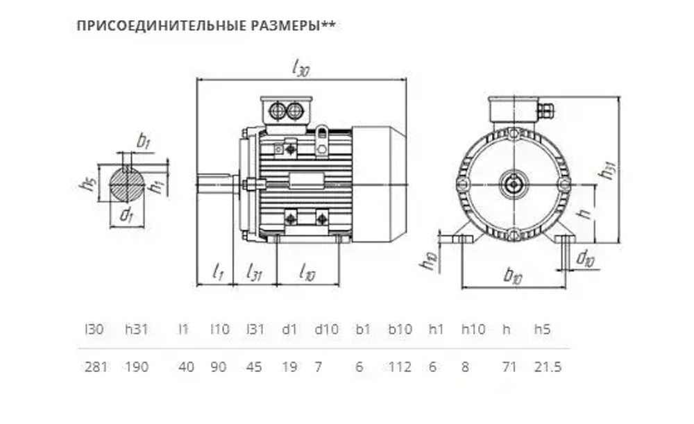 Электродвигатель трехфазный 5АИ 71 В4 IM 1081 0.75 кВт 1500 об/мин