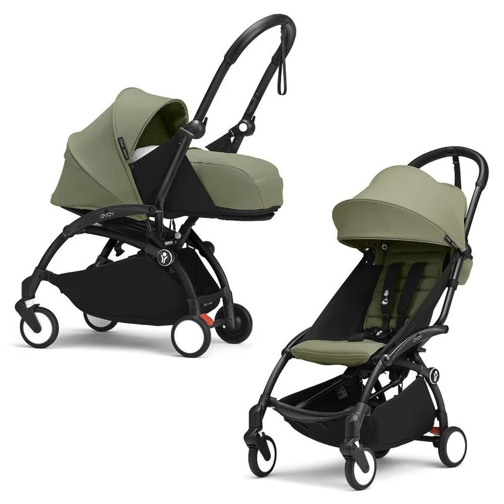 Коляска Stokke YOYO3 Newborn Pack рама чёрная Black 2 в 1 Olive