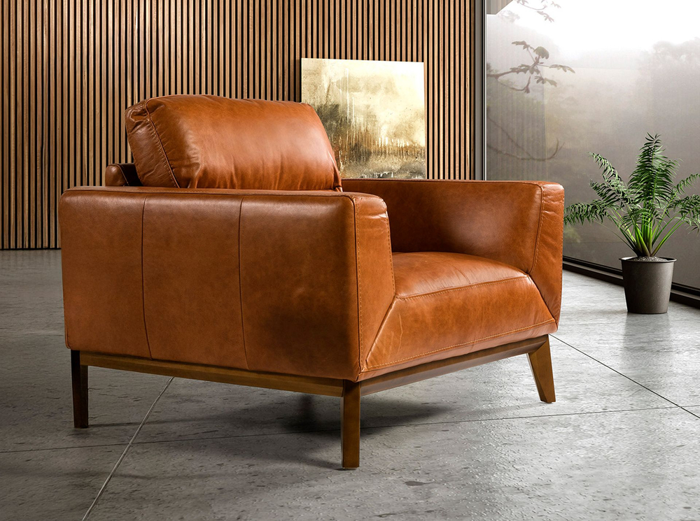 Кресло из кожи KF1016-1P /5036 светло-коричневое