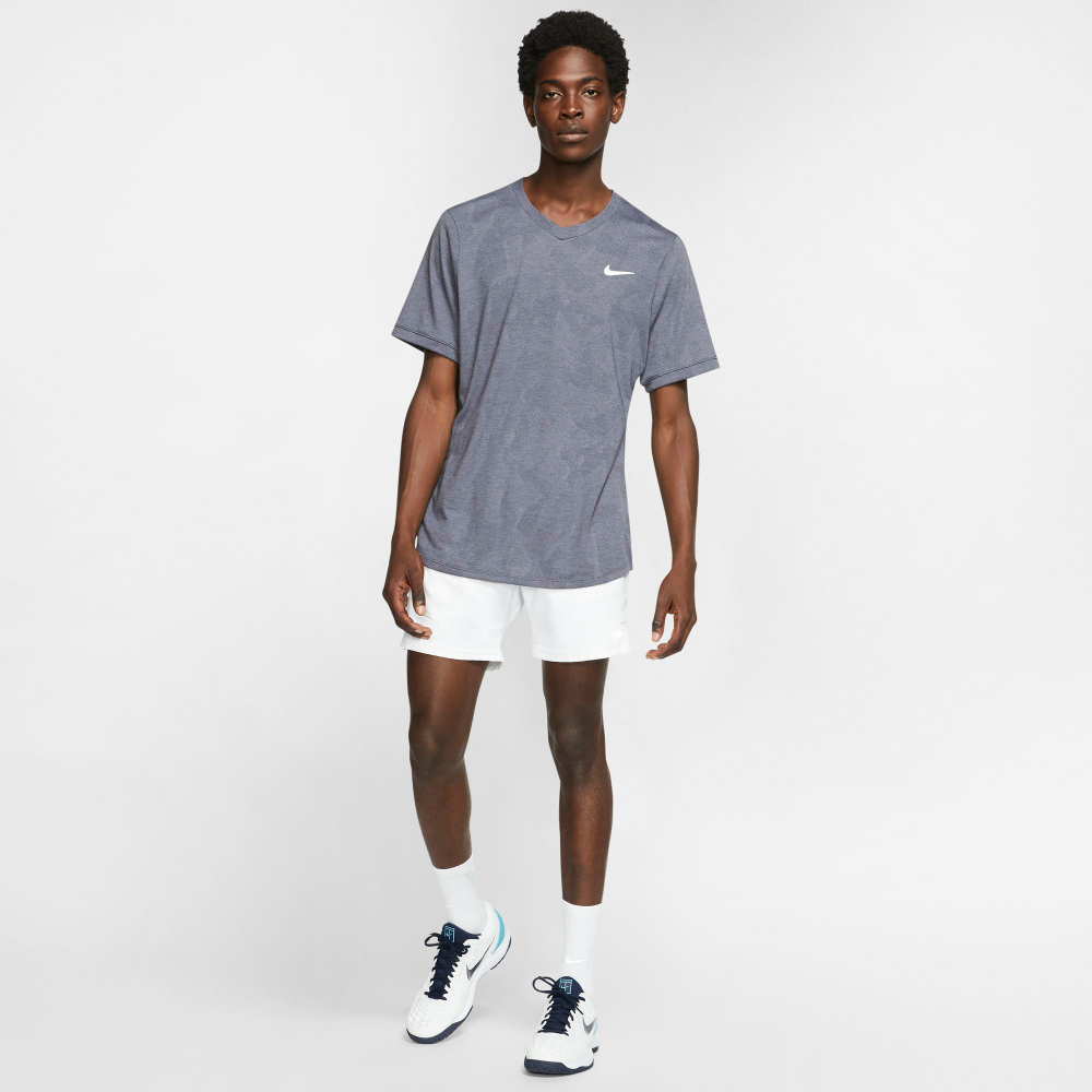 Футболка мужская теннисная Nike Court Dry Challenger Top SS - gridiron/white