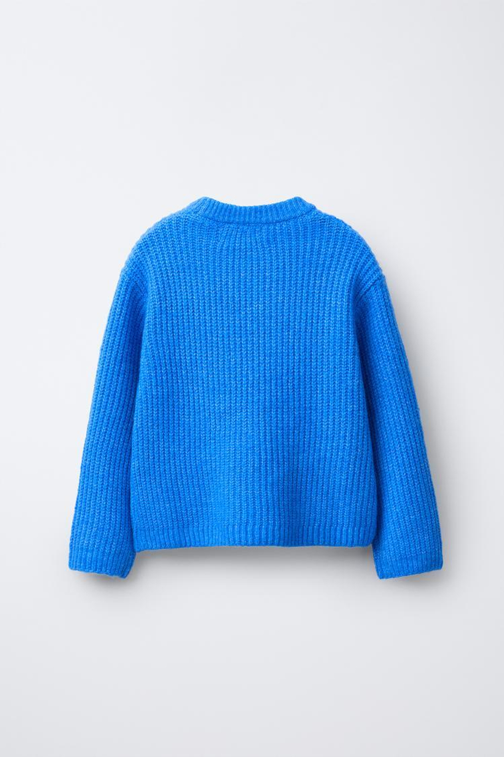 ZARA ТРИКОТАЖНЫЙ ДЖЕМПЕР С БУСИНАМИ, БАНТАМИ И БЛЕСТКАМИ, СИНИЙ