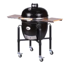 Керамический угольный гриль Monolith LeChef Pro 2.0 Black, 52 см, с ножками и столиками, чёрный