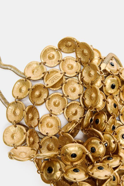 ZARA СУМКА-МЕШОК С МЕТАЛЛИЧЕСКИМИ ДЕТАЛЯМИ, ЗОЛОТИСТЫЙ