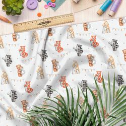 Ткань габардин зверята с буквами