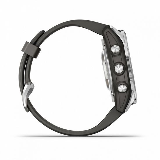 Умные часы Garmin Fenix 7S Pro Solar Серебристый с черным силиконовым ремешком 010-02776-01
