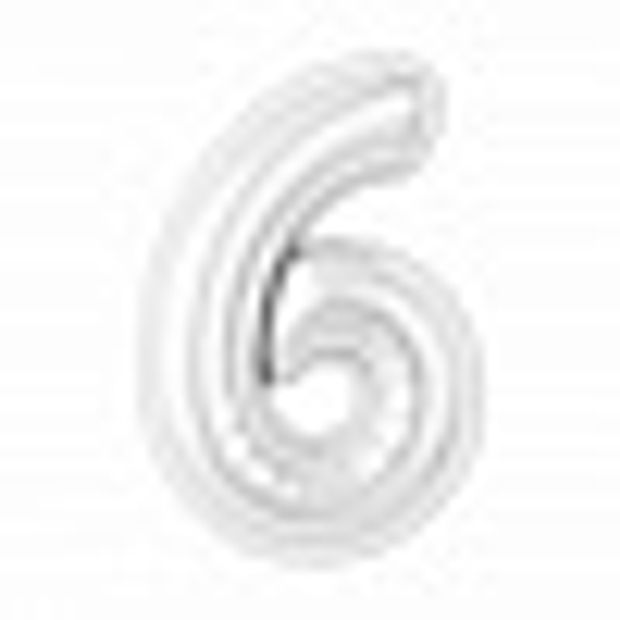 Agura Шар-цифра, фольга, Белый блеск Slim "Цифра 6", 102 см (БГ-60)