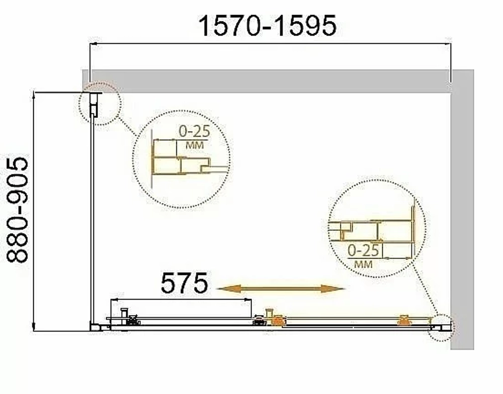 Душевой уголок Cezares Molveno 160x90 MOLVENO-AH-11-160/90-C-Cr-IV стекло прозрачное/профиль хром