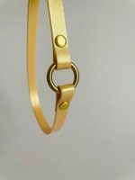 Адресник шнурок из биотана 10 мм, золотой шимер на латуни, обхват шеи 39 см