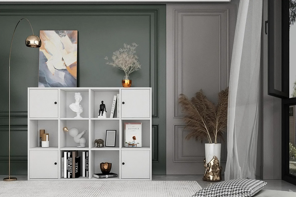 Стеллаж-комод Билли Айден 1 Белый Фасадный 0101 128*30*97 см, Белый   Фиеста