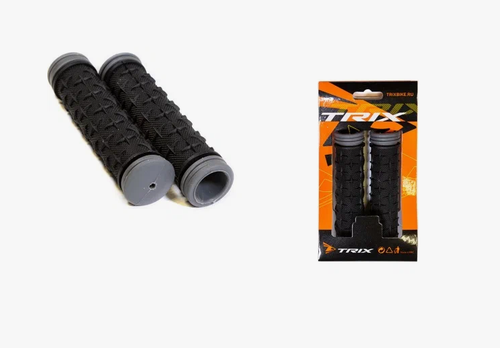 Грипсы TRIX резиновые, 130мм, 2-х компонентные, черные с серым кантом (100)