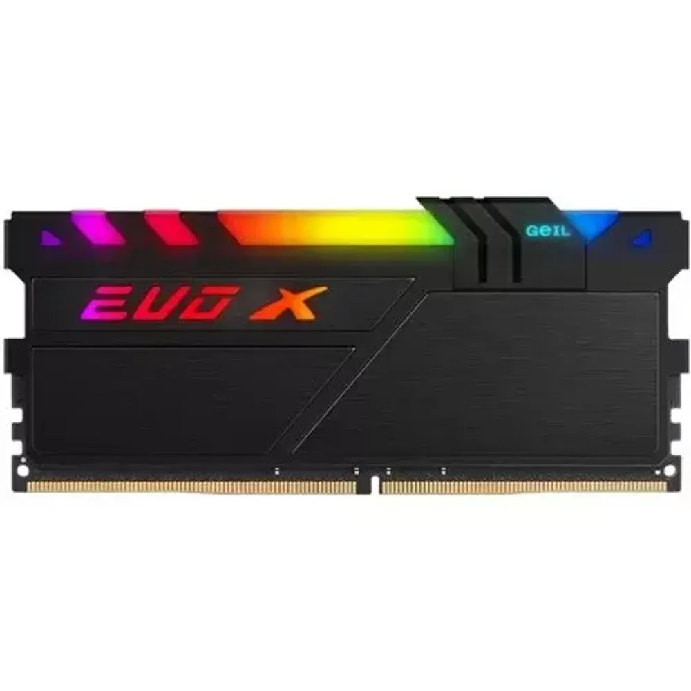 Оперативная память  32GB Kit (2x16GB) GEIL DDR4 PC4-25600 3200MHz EVO X II Black с RGB подсветкой 16-18-18-36 GEXSB432GB3200C16ADC Retail Pack