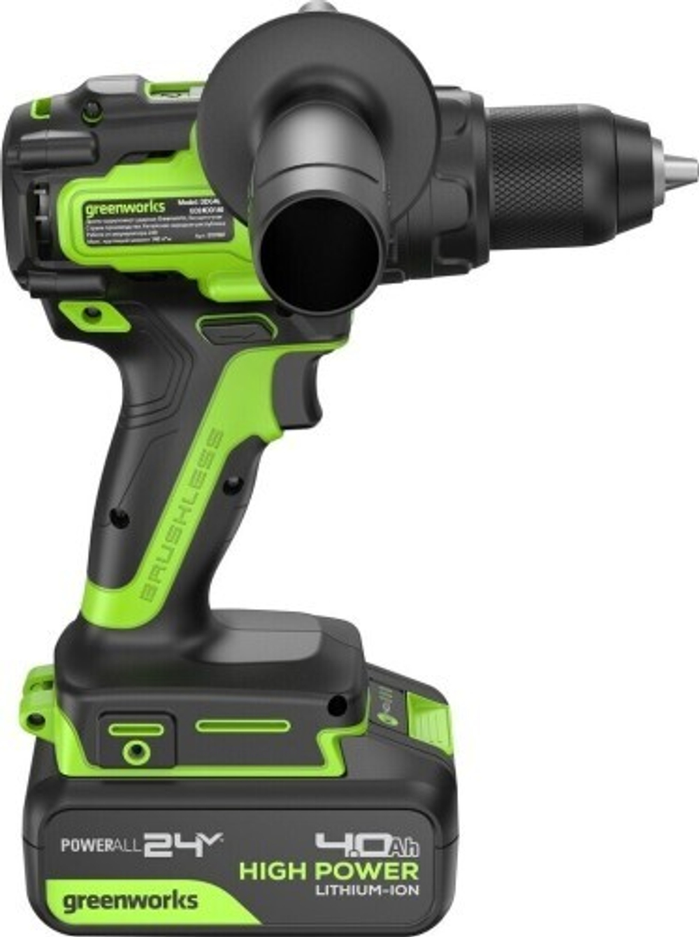 Дрель-шуруповерт аккумуляторная GREENWORKS GD24DD140 ударная, 24V, 2 АКБ 4Ач и ЗУ 3707607CUD