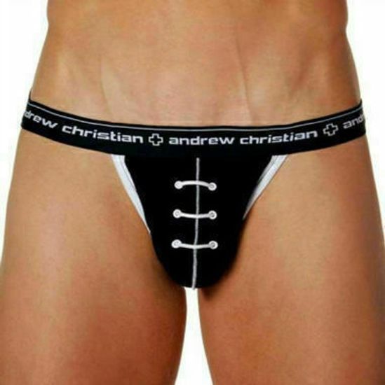 Мужские трусы джоки Andrew Christian Black Football Jockstrap