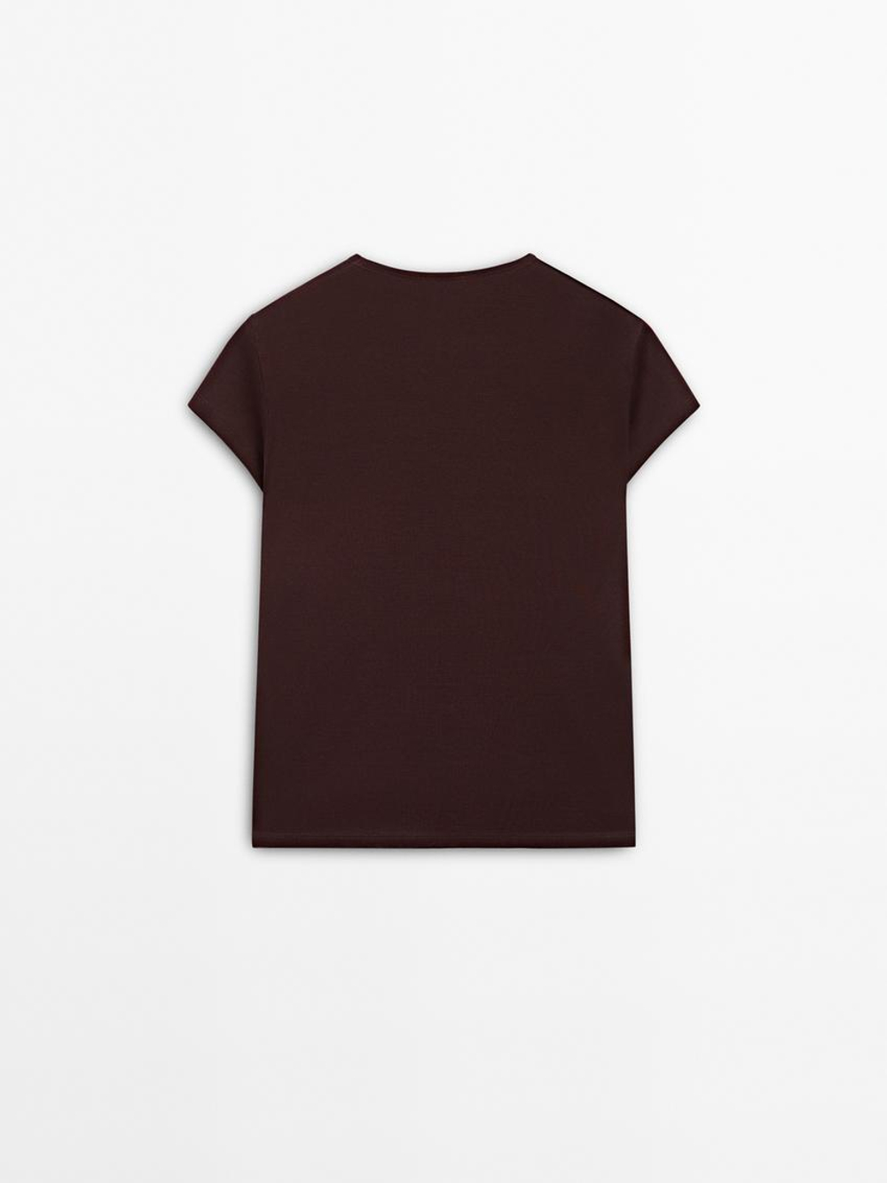 Massimo Dutti Хлопковая футболка, гранатовый