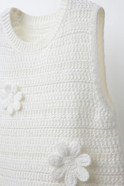 ZARA ТРИКОТАЖНОЕ ПЛАТЬЕ В ЦВЕТОЧЕК, БЕЛЫЙ