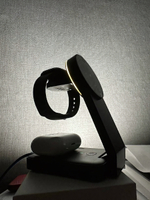 Беспроводное з/у для Apple 3в1 15W Black (смартфон, часы, наушники, подсветка)