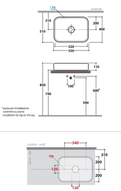 Раковина накладная Globo Free LAR55.BI на 55 см