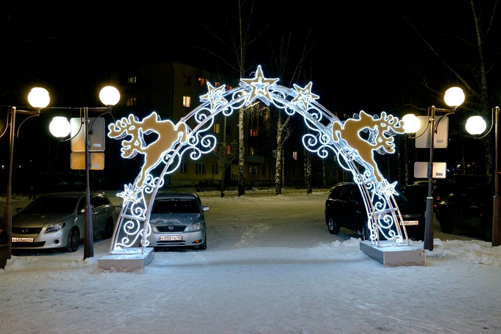 световая арка с оленями