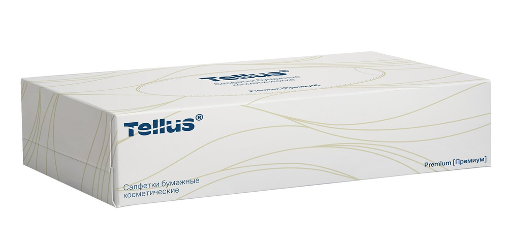 Салфетки косметические Tellus, 2-слойные, 19х20,8 см, 100 листов в упаковке, 21 упаковок в коробке