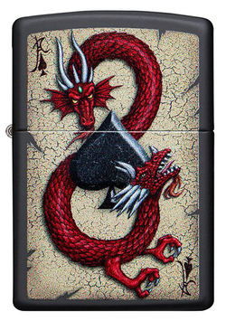 Зажигалка чёрная "Карточный дракон пики" Dragon Ace Design ZIPPO 29840