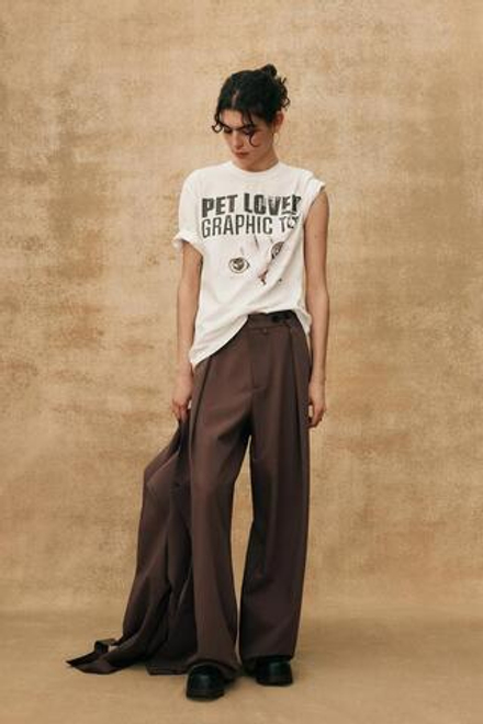 ZARA БРЮКИ С МНОГОФУНКЦИОНАЛЬНЫМ ПОЯСОМ, СЕРО-КОРИЧНЕВЫЙ С МЕЛАНЖЕВЫМ ЭФФЕКТОМ
