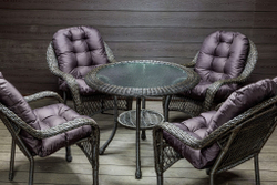Садовый комплект из искусственного ротанга Мэдисон НЬЮ (Medison NEW) стол круглый D90 + 4 кресла с подушками на сиденье и спинку