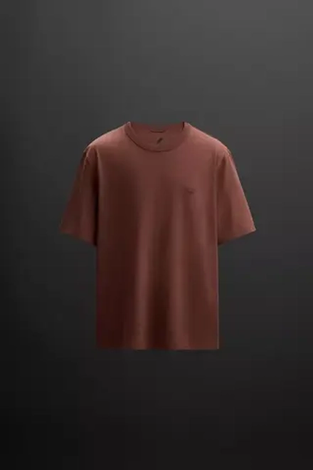 ZARA ФУТБОЛКА ИЗ ПЛОТНОЙ ТКАНИ, ТЕМНО-РОЗОВЫЙ