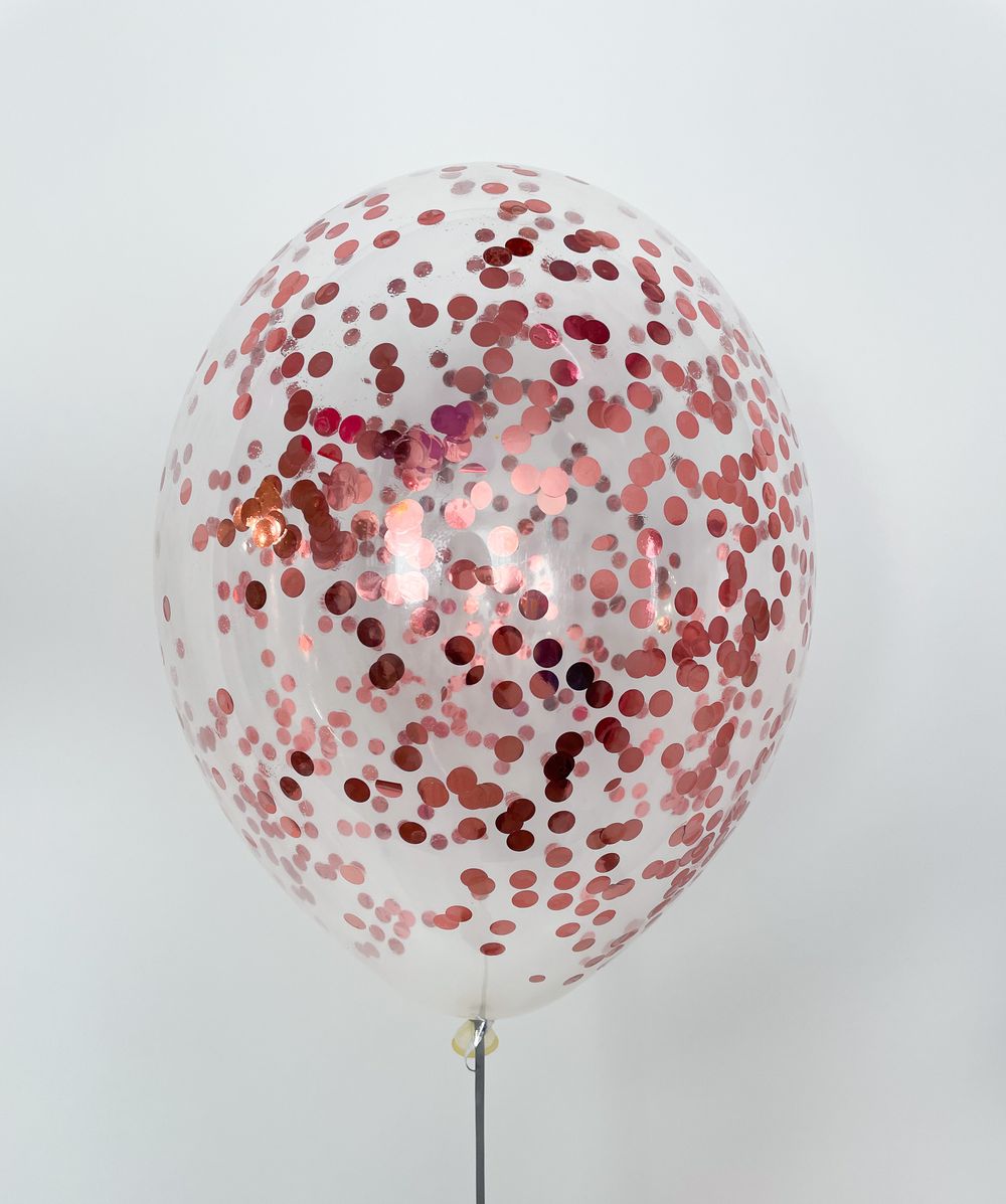 Шар с конфетти розовое золото 32 см (БГ-17) 
