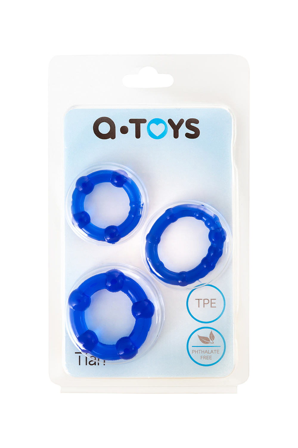 Набор эрекционных колец на пенис A-Toys by TOYFA, TPE, синий, Ø 3,5/3/2 см