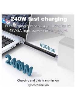 Короткий кабель Thunderbolt Type-C 13 см 5А 240w