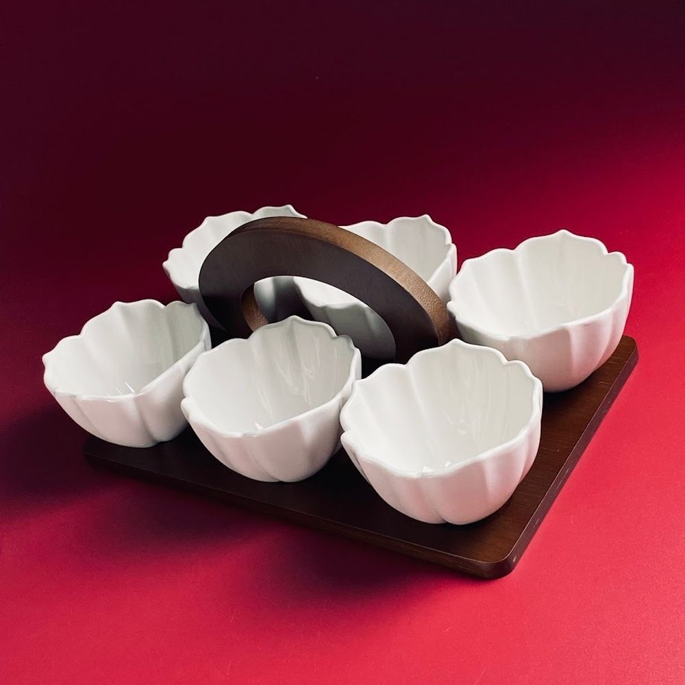 Lenardi 235-078 Набор из 6 салатников 9см на подставке TROPICAL в под.уп.(х12)Фарфор