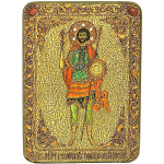 Инкрустированная Икона Святой мученик Валерий Севастийский 29х21см на натуральном дереве, в подарочной коробке