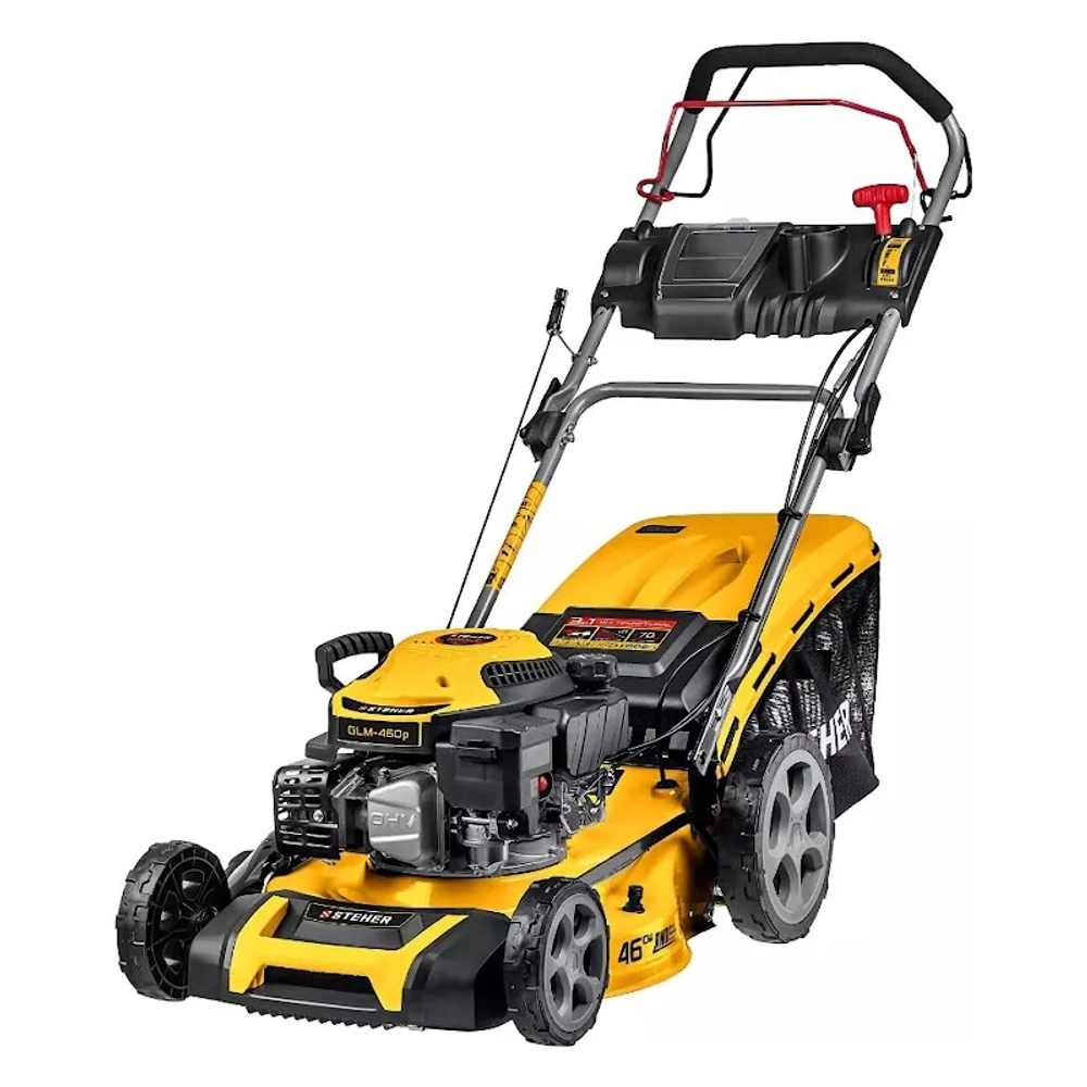 Газонокосилка бензиновая STEHER GLM-460p самоходная: 4.5 л.с., нож 46 см, GLM-460p
