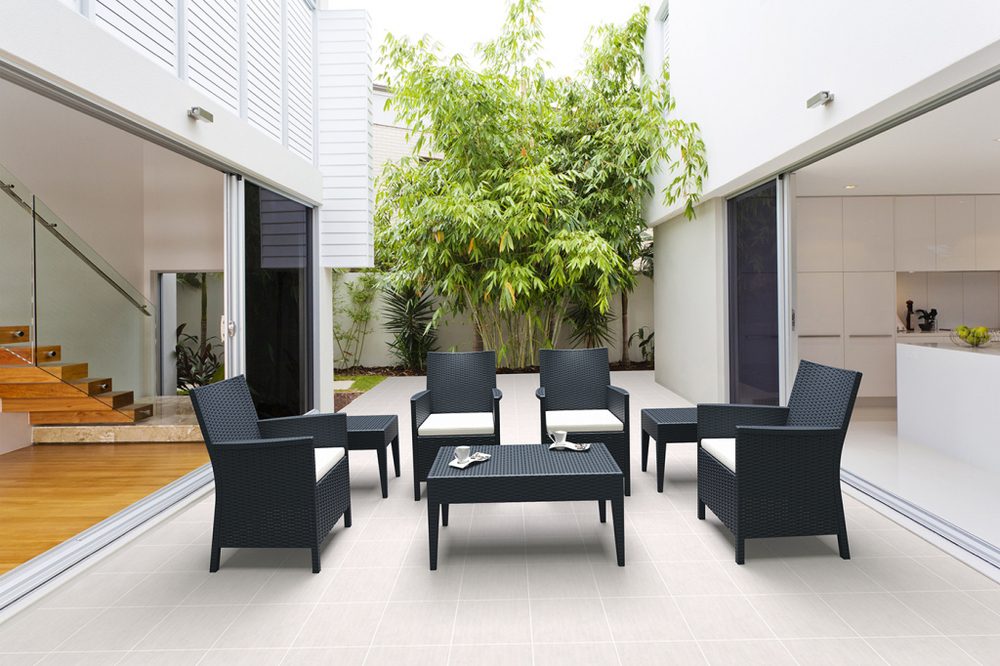 Кресло пластиковое плетеное с подушкой Siesta Contract California, антрацит