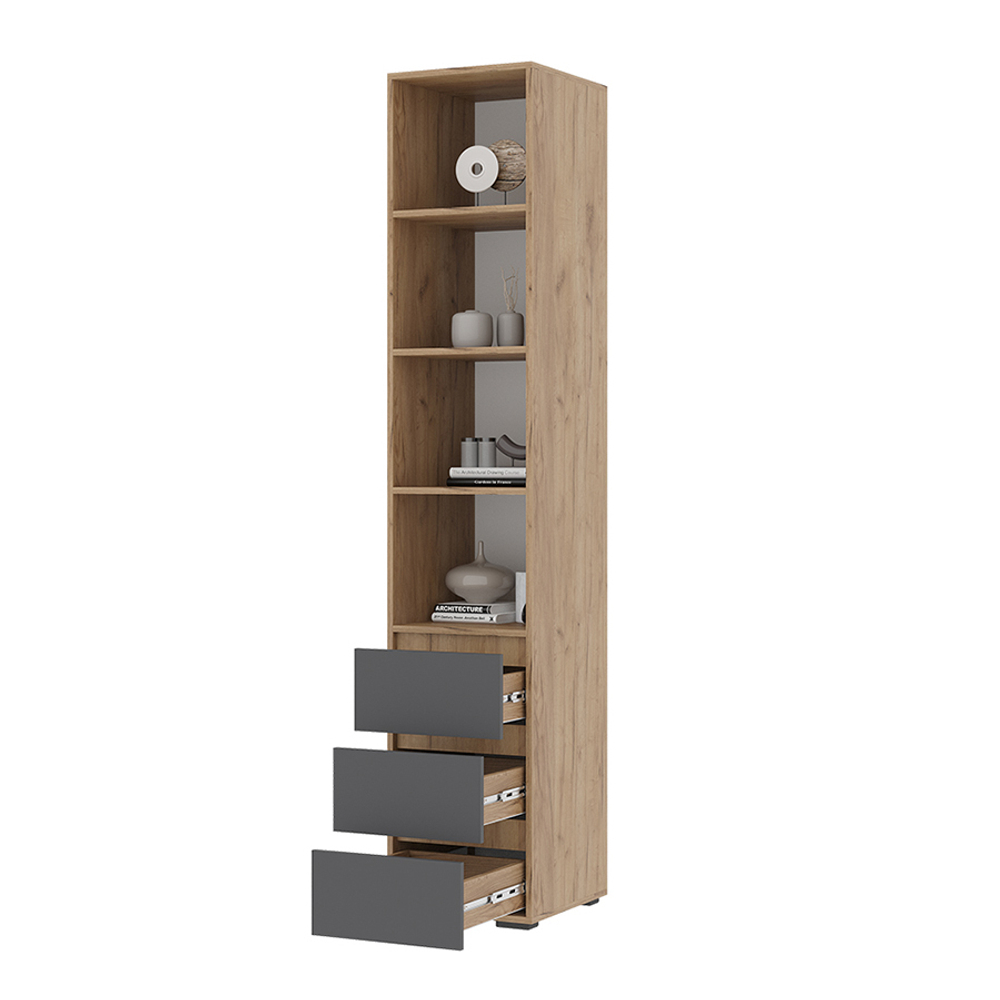 Хелен ПН 02 Пенал открытый с ящиками Крафт золотой / Графит серый